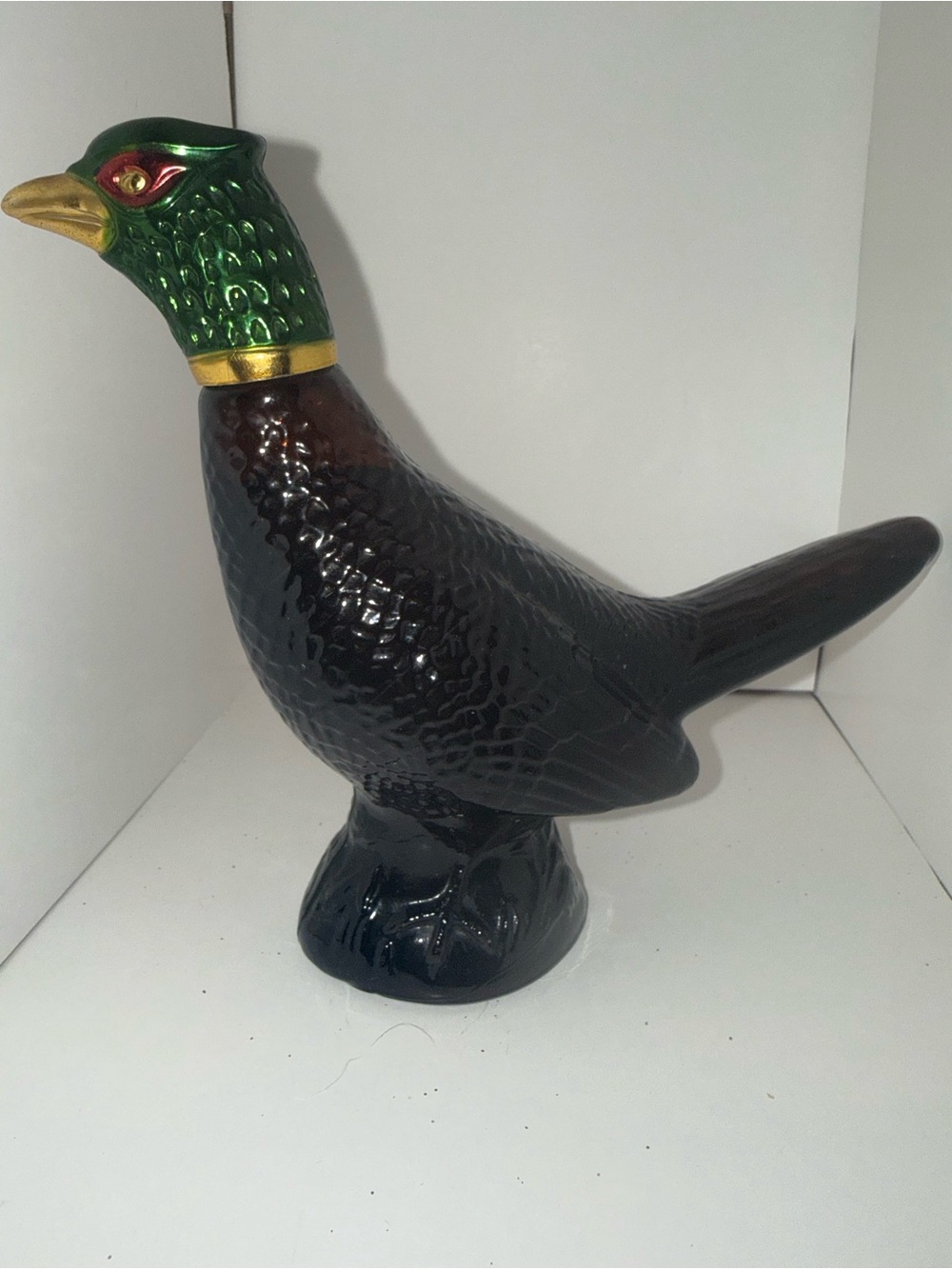 Avon Decorative Green and Black Pheasant Figurine - Ceramic Bird Decanter